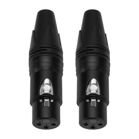 The Lord of the Tools 2Pcs Female 3 Pins XLR Connector Plug 3 Pins in Line XLR Connectors for Microphone Mic Cable Plug Connector Audio Speaker Socket Black
