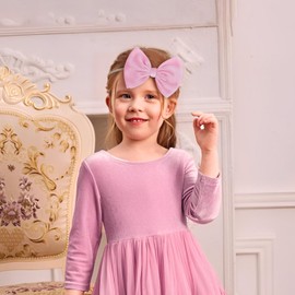 YanJie Velvet Baby Headbands Nylon Baby Girl Bows Soft Handmade Newborn Bows Hair Accessories for Infants Toddlers Child 6 Pack