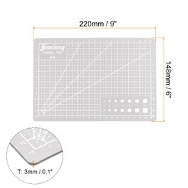 HARFINGTON 2pcs A5 Self-Healing Cutting Mat 9"x6" Craft Cutting Board for DIY Art Work Sewing Cutting, Grey
