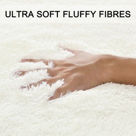 ISEAU Area Rugs 9x12 Feet for Living Room Rugs, Ultra Soft Fluffy Cream Rugs for Bedroom, Non-Slip Modern Large Shag Bedroom Rug for Girls Kids Room Dorm Home Decor, Cream White