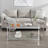 MINPINSER Glass Coffee Table, Clear Coffee Table with 2 Tiers,