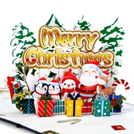 CUTPOPUP Merry Christmas Card Pop Up, 15x15cm, 3D Xmas, New Year, Holiday Greeting Card (Merry Christmas Santa)