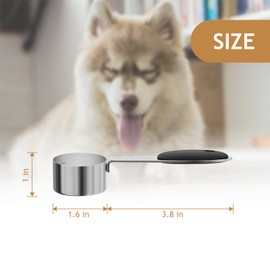 LEIFENY 2PCS 1/8CUP(30ml) Dog Cat Food Scoop, Stainless Steel Measuring Cup, Metal Pet Scooper with Inner Precision Scale Measurement