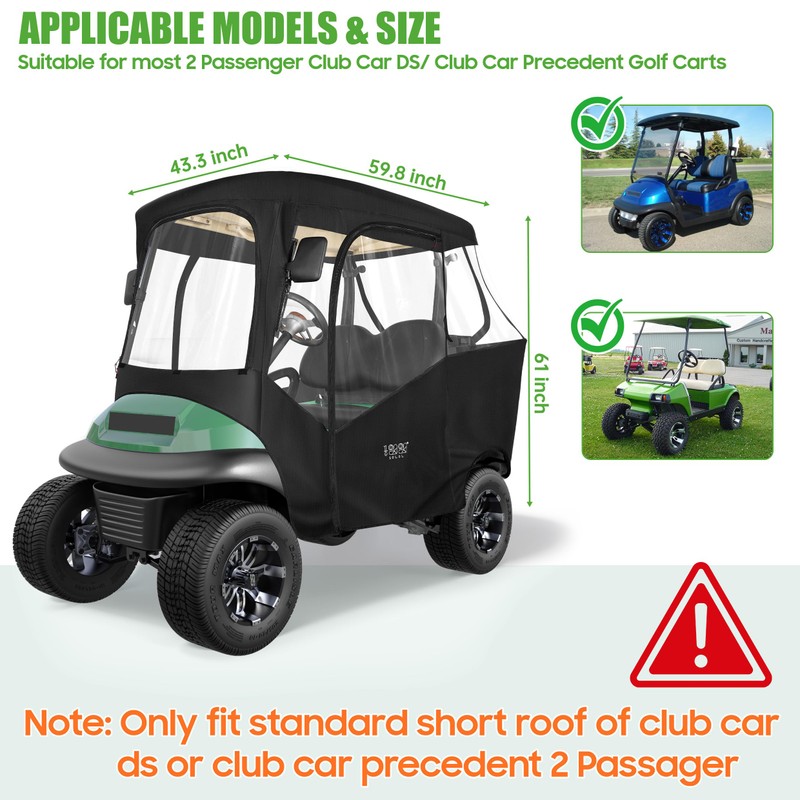 10L0L Golf Cart Driving Enclosures 2 Passenger for Club Car