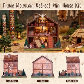 DIY Miniature Dollhouse Kit - Book Nook kit for Adults,with LED Lights, DIY Desert Cabin 3D Wooden Puzzle with Southwestern Style & Realistic Interior, Craft Diorama,Plume Mountain Retreat