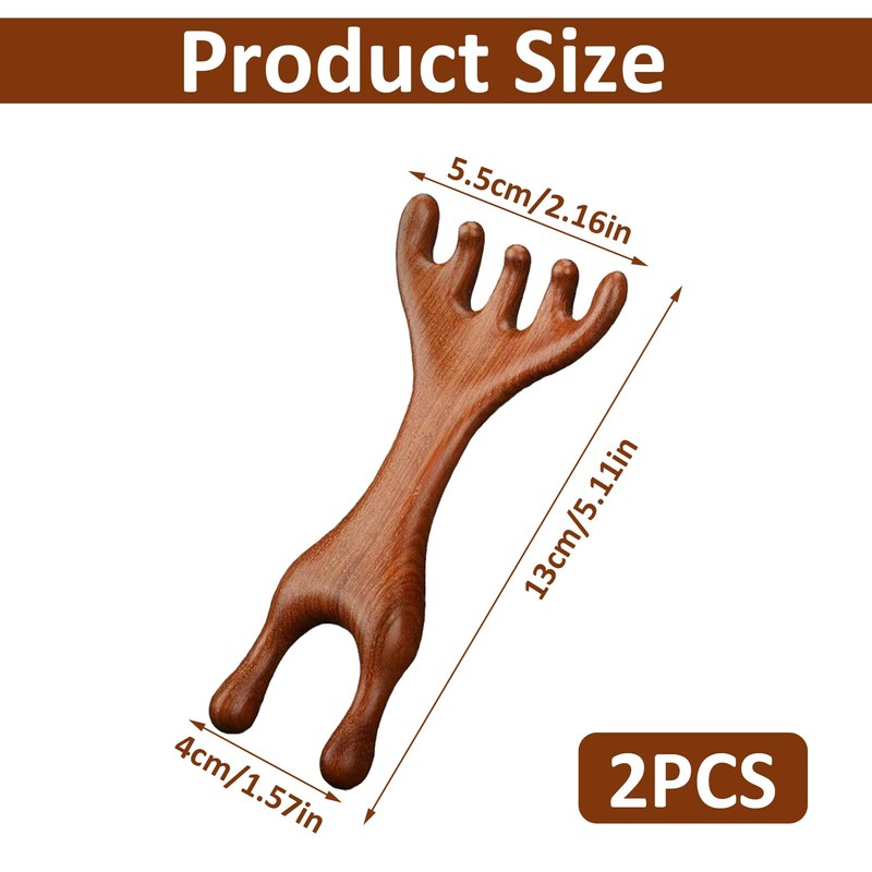 hinbkenla Scalp Massager Comb 2PCS Wooden