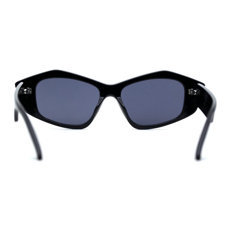 Geometric Angular Diva Cat Eye Fashion Sunglasses All Black