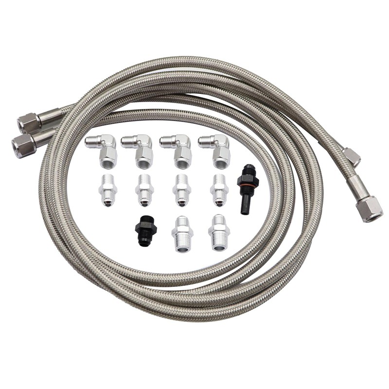 Priprilod 70" 6AN SS Braided Transmission Cooler Hose Lines Compatible