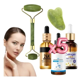 Serums Faciales  Rodillo Gua Sha Jade Masaje Paquete 5pzs                                                                                             