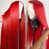 36 Inch Red Straight Lace Front Wigs Human Hair Wigs
