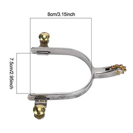 Espuelas de Caballo, 2 Piezas de espuelas de acero Inoxidable Estilo Vaquero Occidental, Grabado Floral con Engranaje de Cobre y Hebilla de cinturón de Cobre