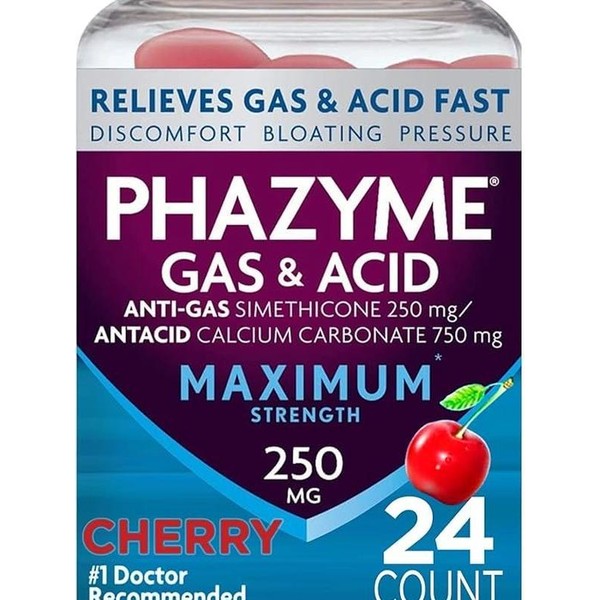 Phazyme Maximum Strength Gas & Acid Relief, Works Fast, Cherry