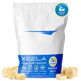 XEELA Plant Based Vegan Protein Powder - Independently Tested - 25g High Protein, Pea Protein for Men & Women - Vitamins & Minerals, Non GMO, Dairy & Gluten Free, LowCarb & LowFat (Banana Split)
