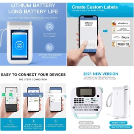 D11 Label Printer, Mini Smart Label Maker, Wireless Bluetooth Portable Thermal Label Printer Compatible with iOS and Android System, Suitable for Home, Office, School, Supermarket