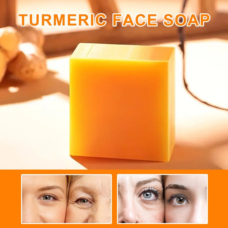 XdealCozyxc 2PCS Turmeric Soap Bar, Moisturize Hydrate Tumeric Soap for