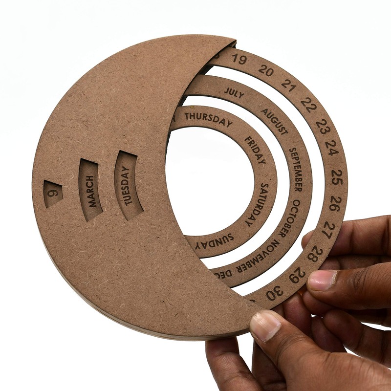IVEI DIY MDF Circular Perpetual Calendar - Blank Wooden Craft
