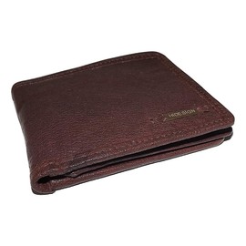 Scully Men's Washed Leather Bifold Center-Flip ID Wallet Dark Brown