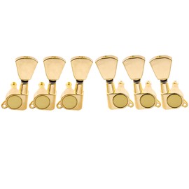 Musiclily 3+3 Sealed Guitar Tuners Tuning Pegs Keys Machine Heads Set, Keystone Button Gold