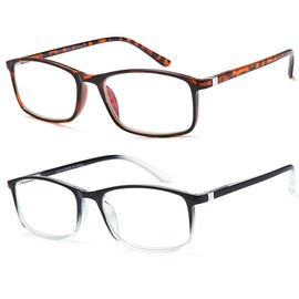 YTDBNS Reading Glasses Blue Light Blocking, 2 Pack Readers Men Women Rectangle Computer Eyeglass(Leopard/Black), 0.5
