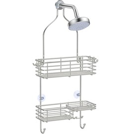 SMARTAKE Hanging Shower Head Caddy, Rustproof Bathroom Shower Room Shelf Organizer, SUS201 Stainless Steel Over The Shower Storage Rack, for Toilet, Silver