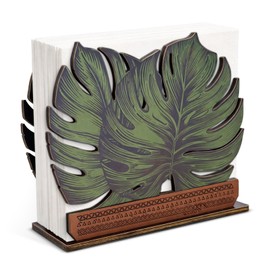 Wooden Napkin Holder Leaves Design Cute Sage Green Monstera Leaf Wood Napkin Holder for Table Paper Napkins Farmhouse Kitchen Dining Restaurant Tissue Dispenser