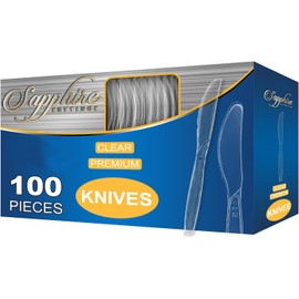 Disposable Plastic Knife - 100 Disposable Heavy Duty Knives Cutlery for Party Showers Birthdays Weddings & more