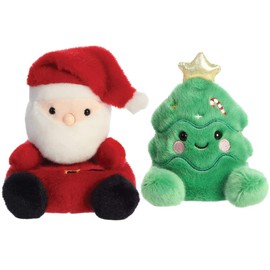 Aurora World Palm Pals 2 Piece Christmas Holiday Plush Bundle, Santa Claus and Jubilee Tree (Santa/Christmas Tree)