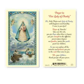 Holy Lines Our Lady of Charity Laminated Prayer Card with Our Father Card Set