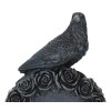 Gothic Raven Crow Perching On Black Roses Graveyard Tomb Headstone