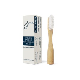 Better & Better Natural Bamboo Toothbrush | Soft Bristles | 100% Plant-Based | Reusable Handle and Replaceable Brush Head | Eco-Friendly, Zero Plastic | Adult Size, Blue