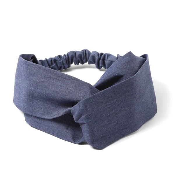 M.H.A.style Women's Headband (Cross), Cutout, Plain, Simple, Turban, 21100 B. Navy (Navy Blue, Indigo)