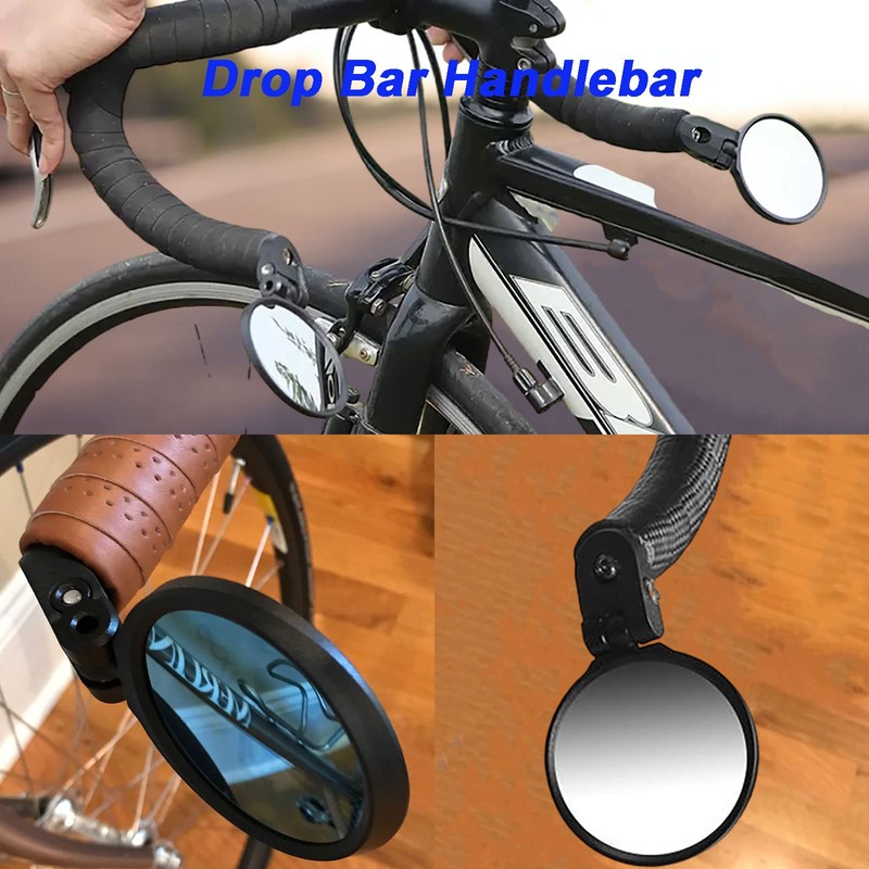 Bike Mirror, Bicycle Mirrors for Handlebars with 360-Degree Rotation and