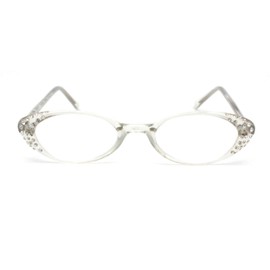 SA106 Womens Rhinestone Studded Oval Cat Eye Reading Glasses with Hard Case (Clear, 4.00)