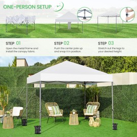 Yaheetech 8x8 Pop Up Canopy Easy Set-up Tent, Portable Outdoor Canopy Instant Tent, Commercial Gazebo with Wheeled Carry Bag & 4 Sandbags for Home, Party & Outdoor Activities, White