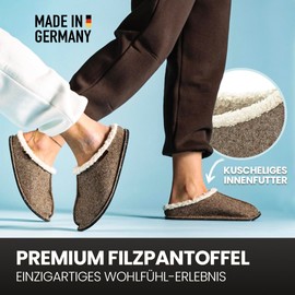 Cuddly Felt Slippers for Women - Made in Germany - Felt Slippers for Men and Women Made of Wool Felt and Organic Cotton Including Insole and Non-Slip Outsole, beige