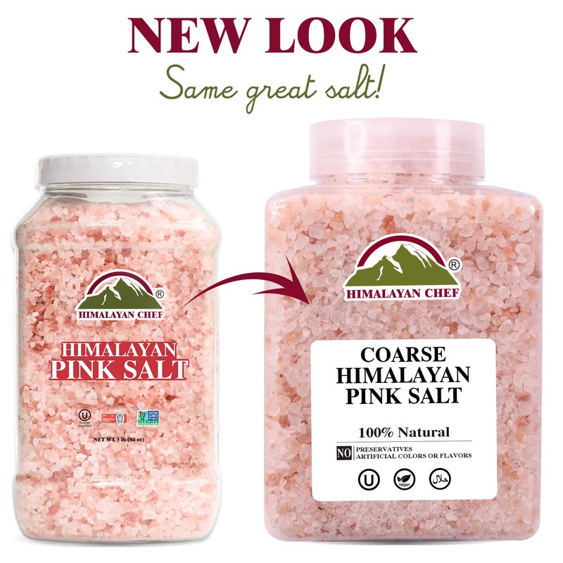 Himalayan Chef Pink Himalayan Salt Coarse Grain, 5 lbs Plastic