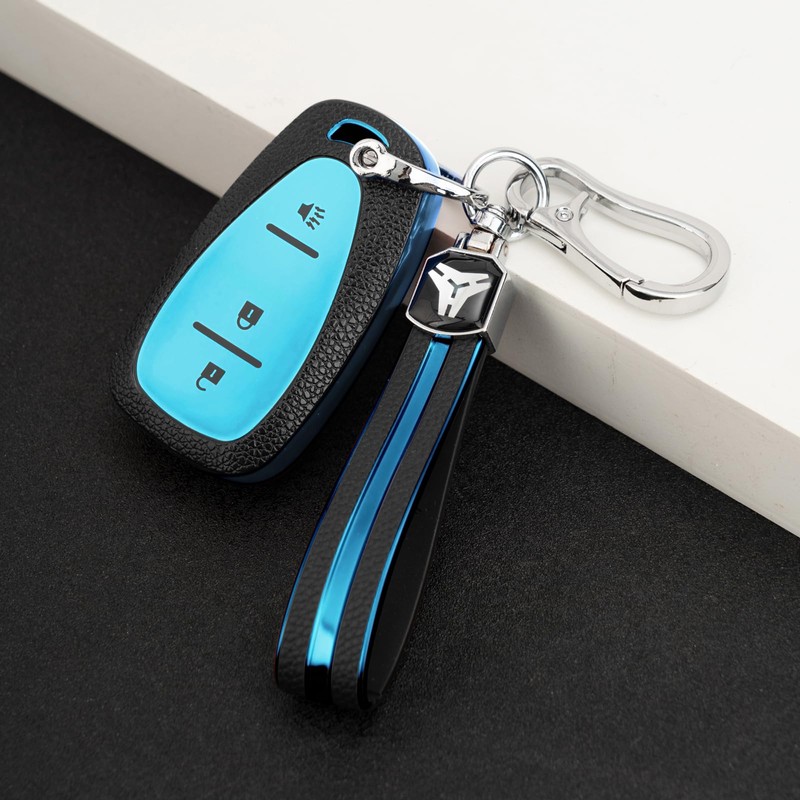 CHATYYD Key fob Cover for Chevy Equinox with Keychain,Soft Leather