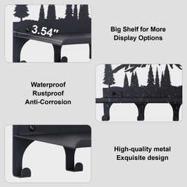 Key Holder for Wall, Metal Decorative Wall Mounted Mountain Key and Mail Holder with Shelf, 2 in 1 Key Hooks for Entryway, Front Door, Hallway, Key Organizer and Key Rack (10 Inches)