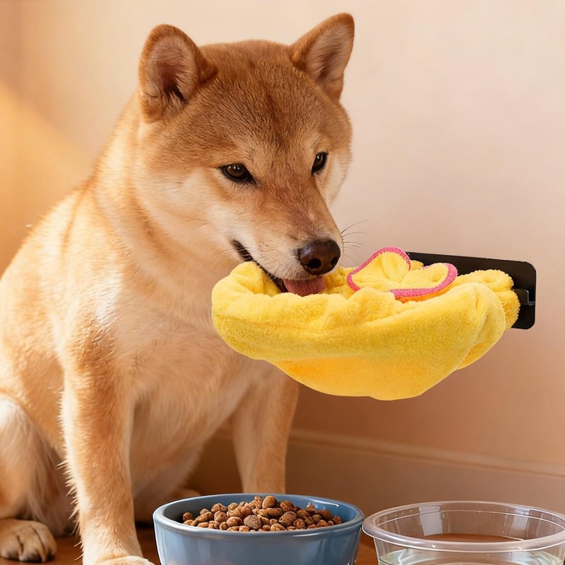 Cuyacili Asciugamano per cani con supporto da parete per asciugare