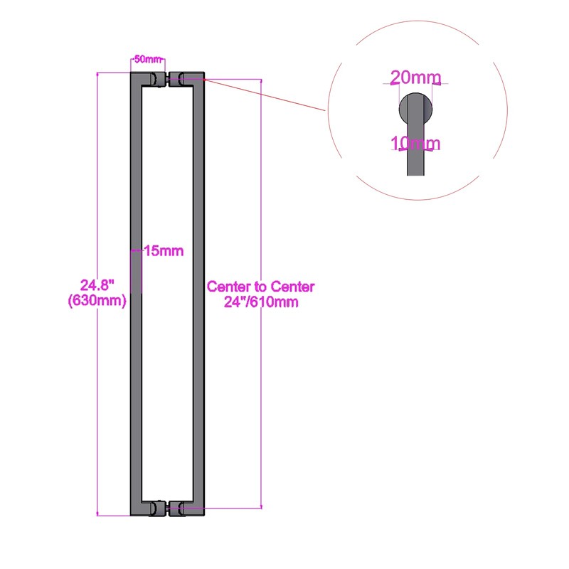 lesuti 24" Stainless Steel Double-Sided Push-Pull Door Handle,Sliding Barn Door