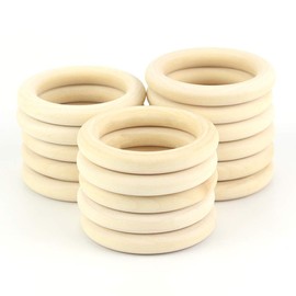 ARTESTAR Pack of 16 (68 mm) Wooden Rings for Crafts, Wooden Art Unfinished Ring Circle Wooden Rings for Home DIY Art Making Holiday Decoration