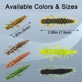 Eupheng 2"/3" Hellgrammite Fishing Lures, Super Realistic Soft Plastic Fishing Lures for Ned Jig Drop Shot Rig, Qty 20Pack/12Pack