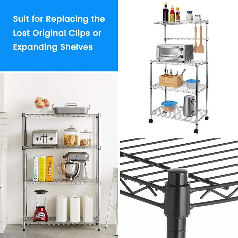 SDTC Tech 12 Pairs Wire Shelf Clips and 4Pcs Pole