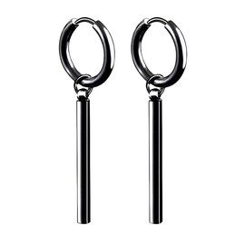 Jewelry Stainless Steel Hinged Earrings Bar Dangle Drop Earrings,Long tassel chain earrings (Black, One size)