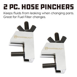 Powerbuilt 2 Piece Hose Pinchers, Brake Line Clamp, Hose Pinch Clamp Pliers, 1" Opening, for Temporarily Sealing Off Vacuum Lines, Fuel Lines - 648526