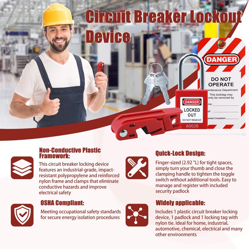 Circuit Breaker Lockout Device for 110-240V Standard Single/Double Toggle Electrical