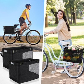 Threehoney 1 Pair Bicycle Grocery Panniers Bike 36L Pannier Bag Cycling Rack Basket Rear Bike Rack Basket with Carrying Handle Ebike Saddle Bags for Most Bicycle Rear Rack Traveling Commuting