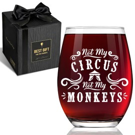 Funny Retirement Gifts for Women Wine Glass, Not My Circus Not My Monkeys, Humorous Thank You Gifts Ideas for Mom Friends Coworkers Neighbors BFF - Sarcastic Proverbs wine glass -44