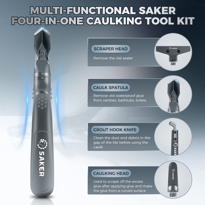 Saker Caulking Tool Kit-Aluminum 4 in 1 Sealant Finishing Tool