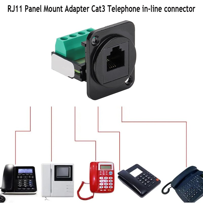 PENGLIN 2PCS RJ11 6P4C Panel Mount Connector, Solderless RJ11 CAT3